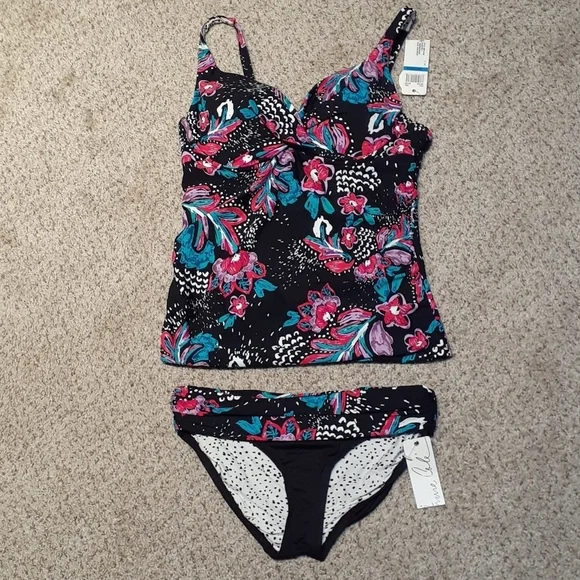NWT ANNE COLE 34D/32DD top & XS bikini bottoms - Picture 1 of 4